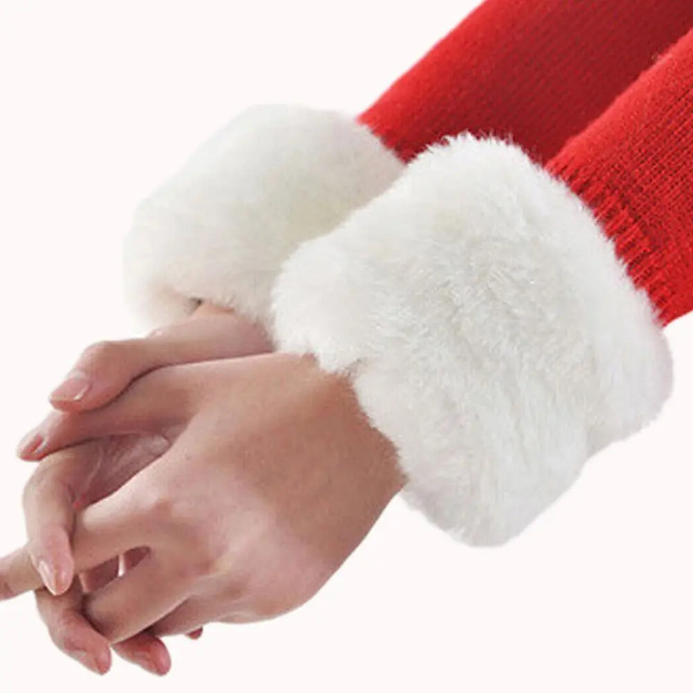 Women Fashion Winter Warm Faux Fur Elastic Wrist Slap On Cuffs Ladies Solid Color Arm Warmer Plush Wrist Protector Viralgem Store