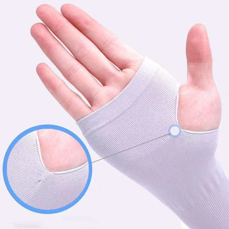 1Pair UV Protection Arm Sleeves for Men Women Summer Driving Sunscreen Ice Silk Cover Hand Protector Half Finger Long Gloves Viralgem Store