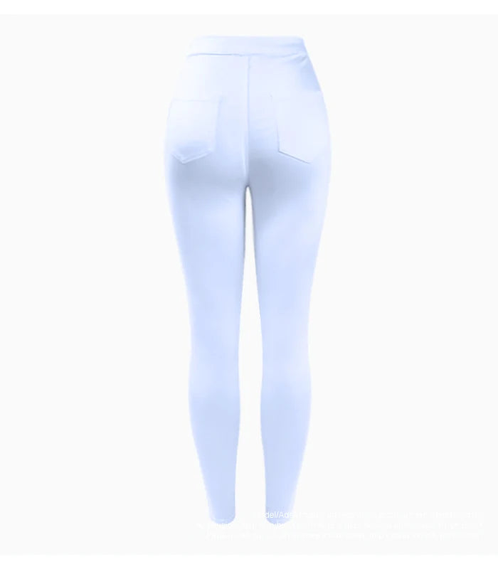 1888 Youaxon Summer Women`s High Waist White Basic Fashion Stretch Skinny Denim Pants Trousers Jeans For Women Free Shipping