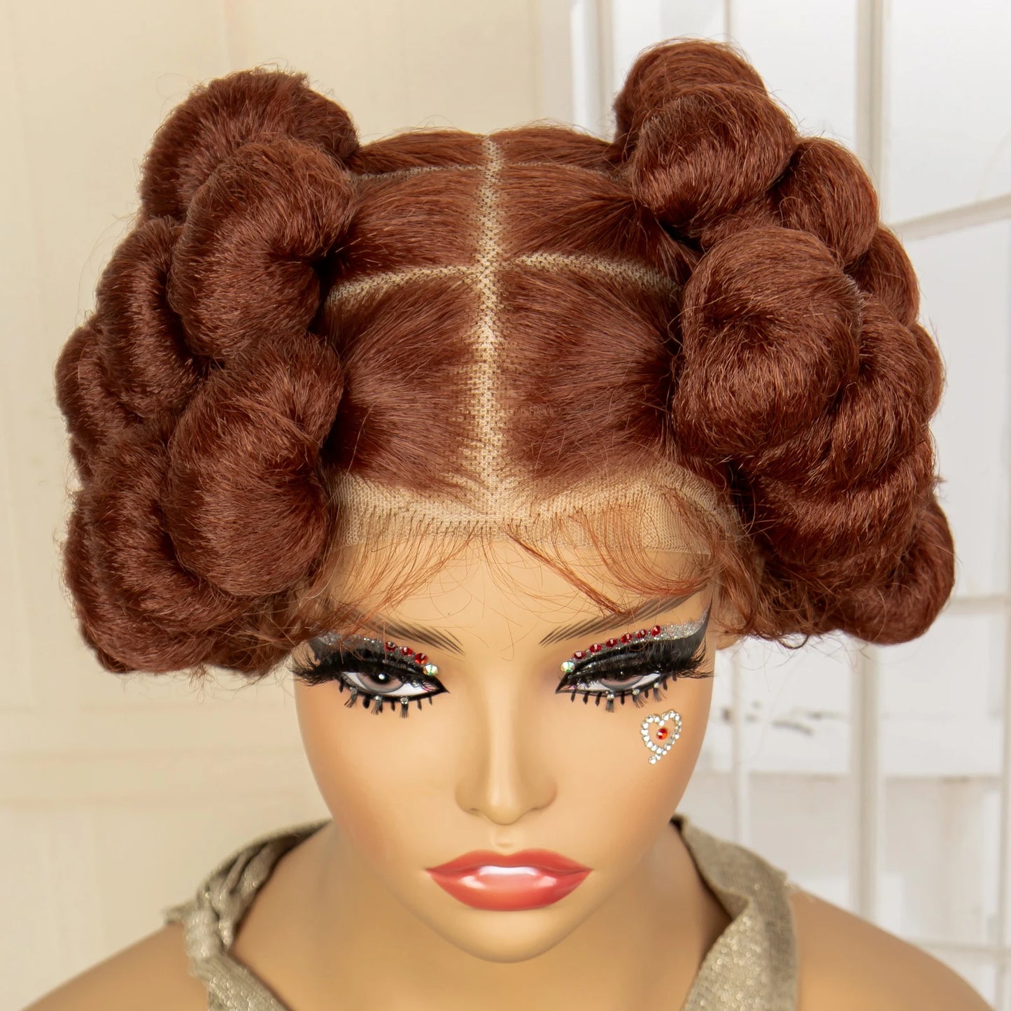 Synthetic Full Lace Handmade Bantu Braided Wigs Short Cute Natural Braided Lace Wigs with Baby Hair for Women