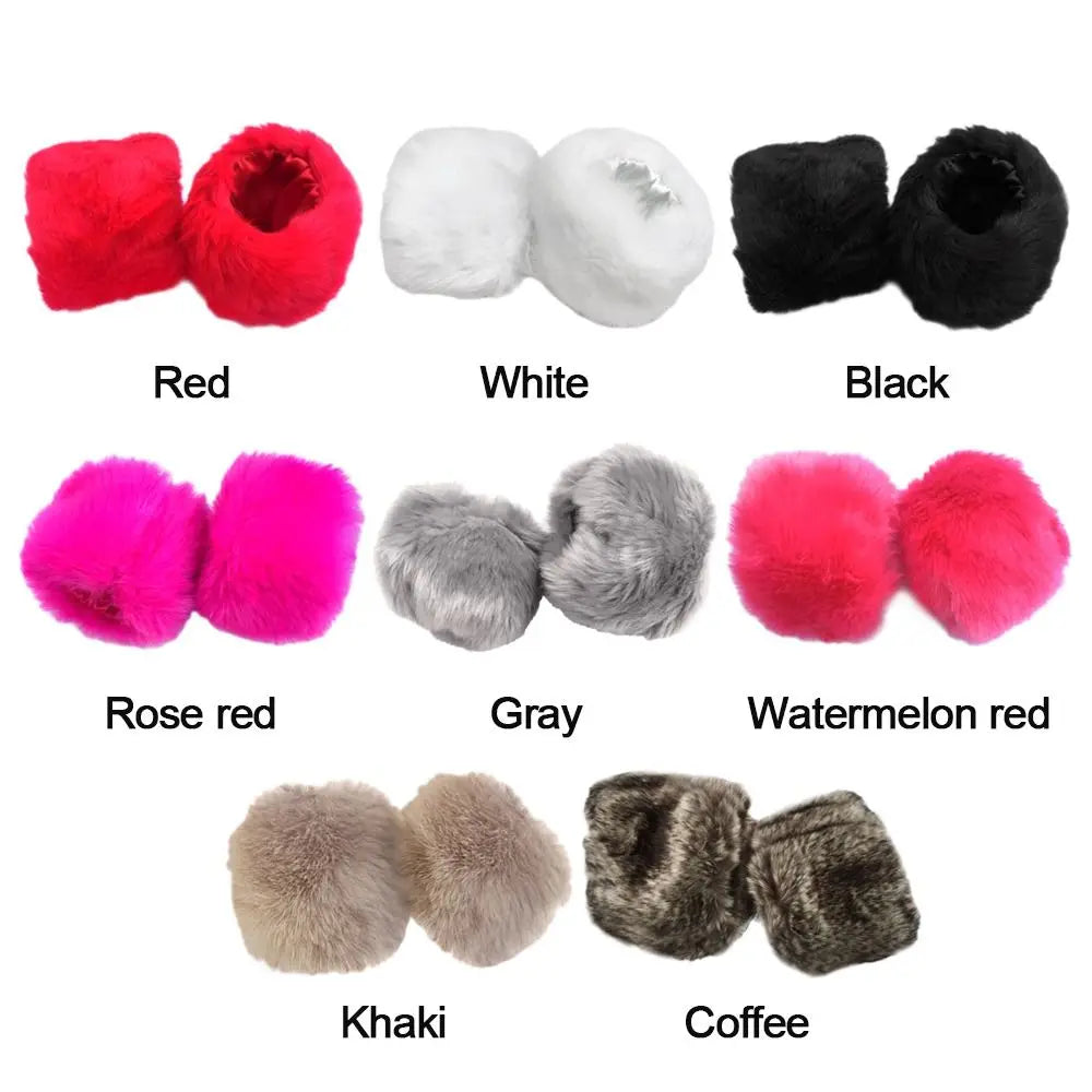 Women Fashion Winter Warm Faux Fur Elastic Wrist Slap On Cuffs Ladies Solid Color Arm Warmer Plush Wrist Protector Viralgem Store