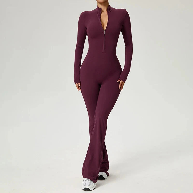 TRY TO BN Sports Yoga Jumpsuit Long Sleeves Zipper High Strength Sportswear Fitness Workout Bodysuit One Piece Gym Woman Clothes Viralgem Store