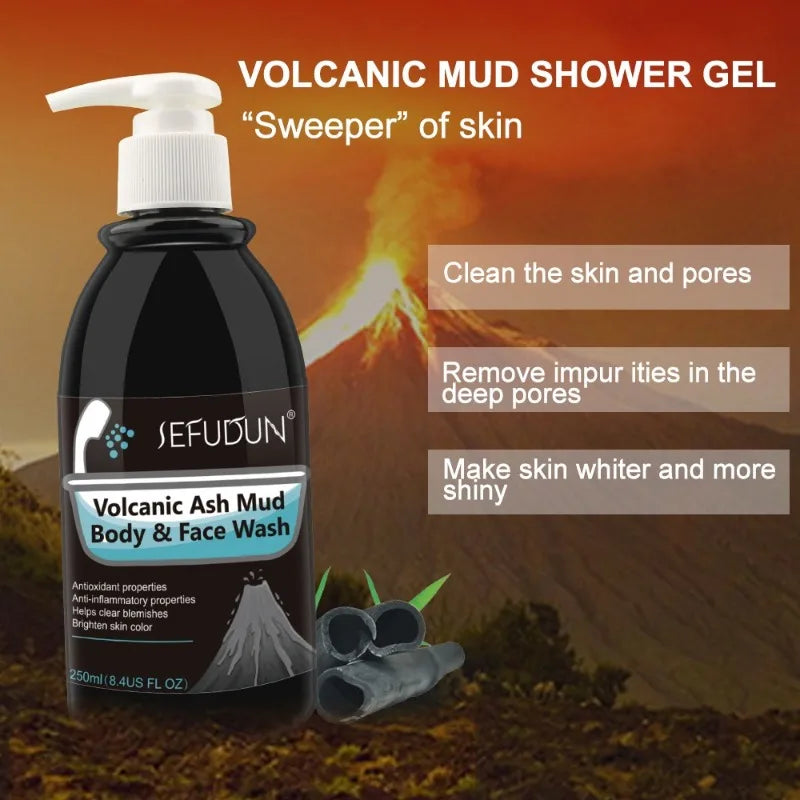 Volcanic Mud Whitening Body Wash Deep Sea Mud Dirt Removal Exfoliating Deep Cleaning and Brightening Skin Whitening Miracle