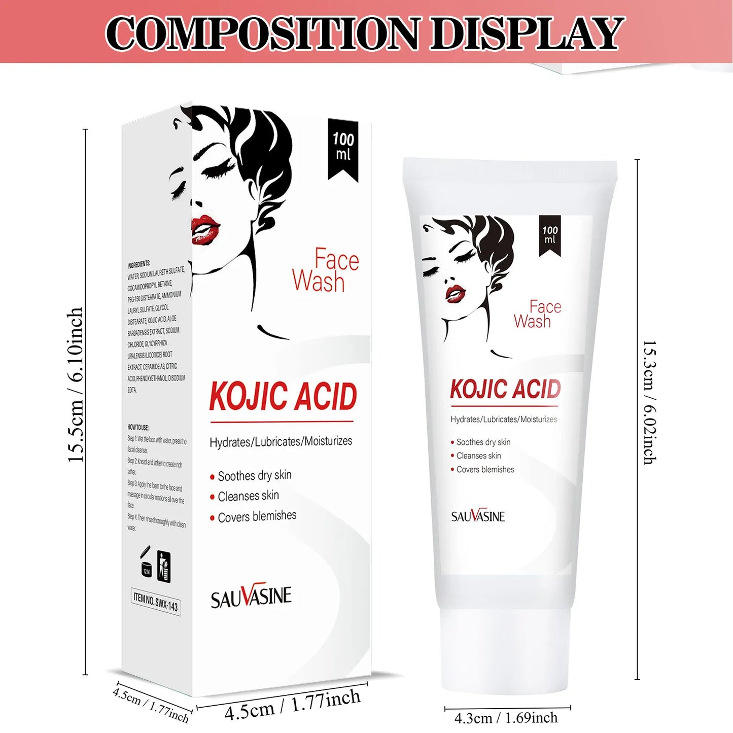 5PCS Kojic Acid Skin Care Set Kojic Acid Soap Moisturizing Facial Cream Body Lotion Face Cleanser Skin Care Products