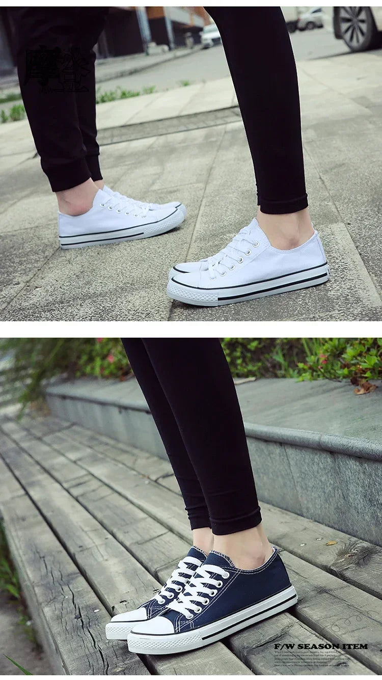 Student Running Solid ShoesWomen Vulcanized Ladies Lace-up Casual Breathable Walking Canvas Sneakers Spring Summer New Style Men