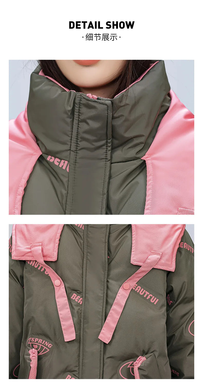 Women Pink Gothic Hoodies Parka 90s Vintage Jacket Overcoat Warm Thicken Coat Harajuku Padded Jacket Clothes Winter Autumn 2024