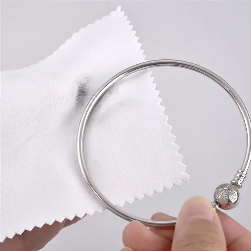50Pcs Polish Polishing Cloth Silver Color Cleaning Polishing Cloth Soft Clean Wipe Wiping Cloth For Silver Gold Jewelry Tool