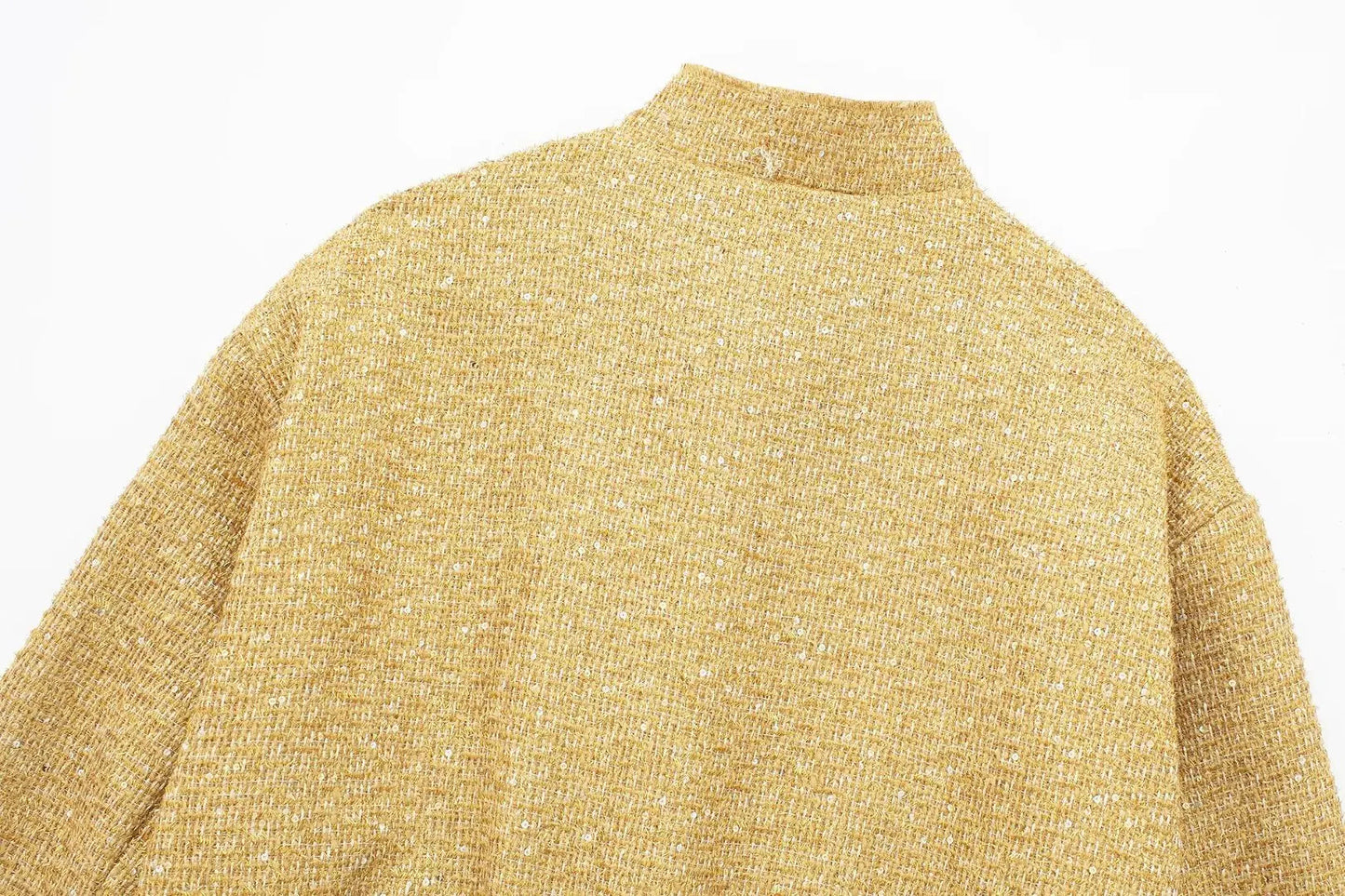 TRAFZA Women Trend Gold Sequin Decoration Loose Short Jacket Woman New Fashion Coat Versatile Warm Chic And Elegant Female Coats Viralgem Store