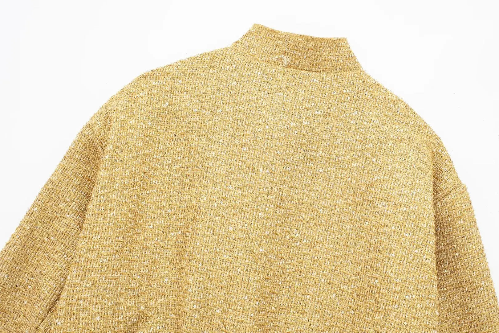 TRAFZA Women Trend Gold Sequin Decoration Loose Short Jacket Woman New Fashion Coat Versatile Warm Chic And Elegant Female Coats Viralgem Store