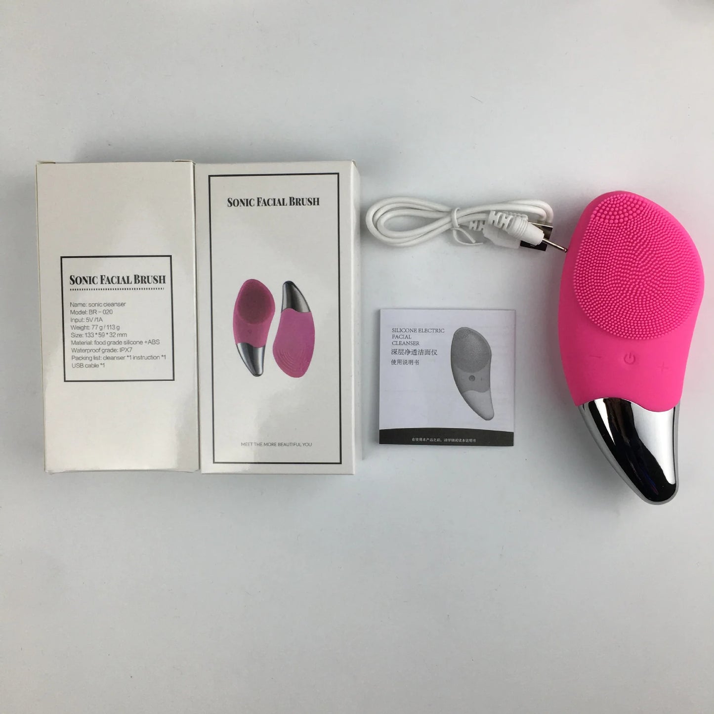 6-speed Electric Face Washer Silicone Facial Cleanser Mini Facial Cleanser Waterproof Rechargeable Ultrasonic Pore Cleaner