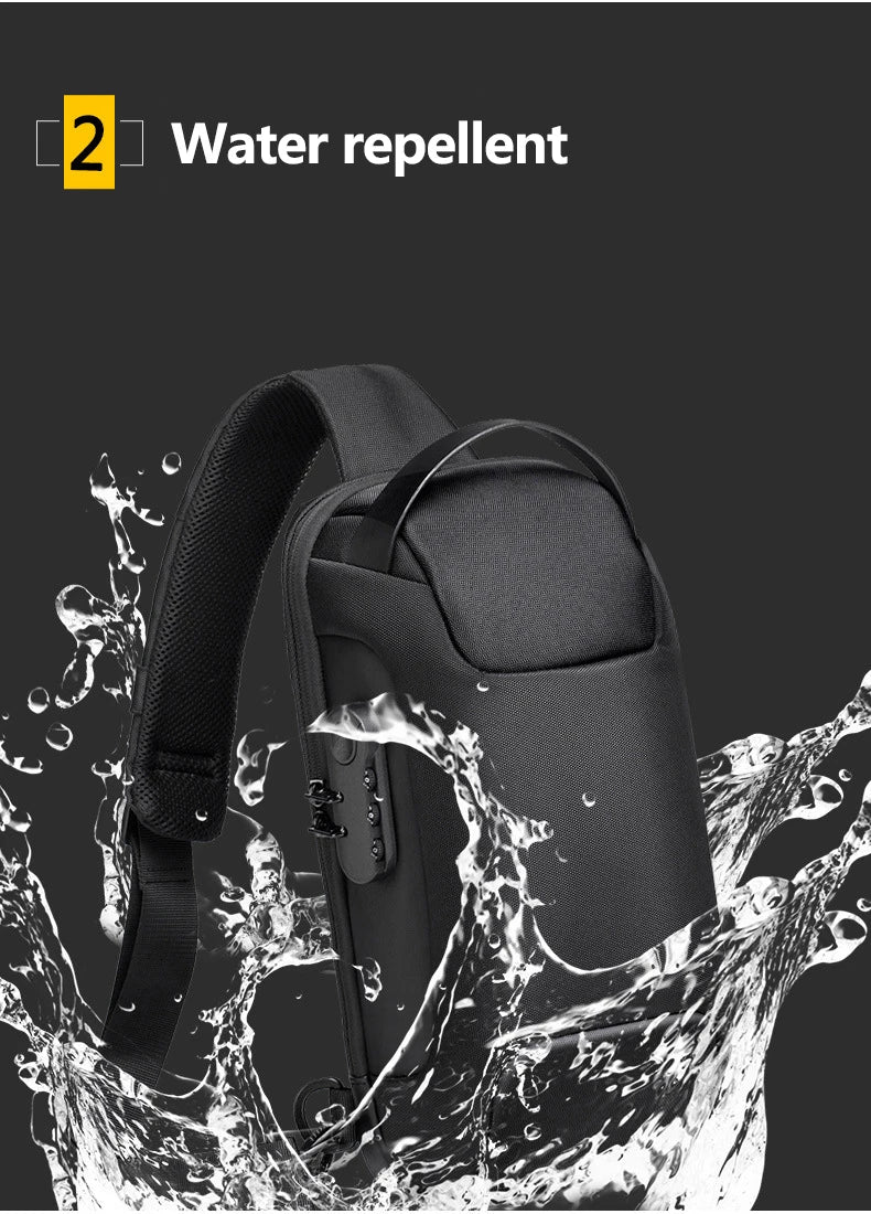 2023 Men's Chest Bag Waterproof Crossbody Bag Multifunction Anti-theft Travel Bags Shoulder Bag Male USB Charging Pouch for Man Viralgem Store