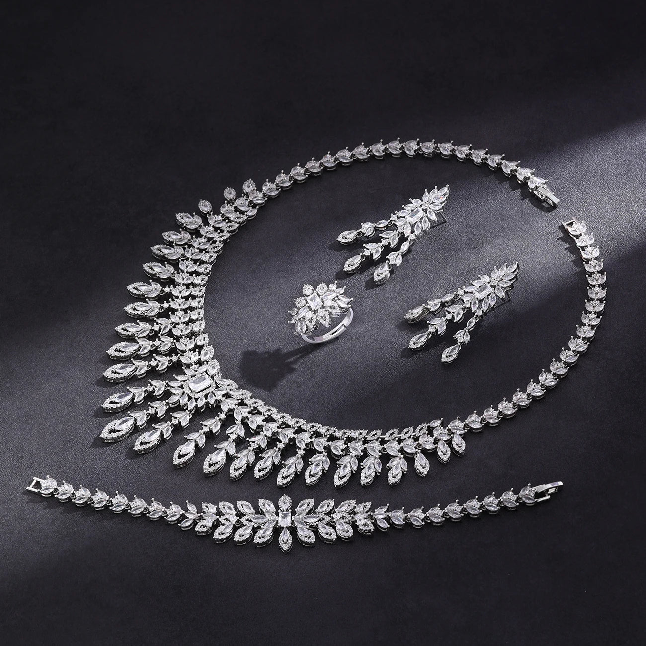 2024 Hot selling 4-piece Bride Wedding Jewelry Set with Cubic Zirconia Dubai Luxury Jewelry Set Viralgem Store