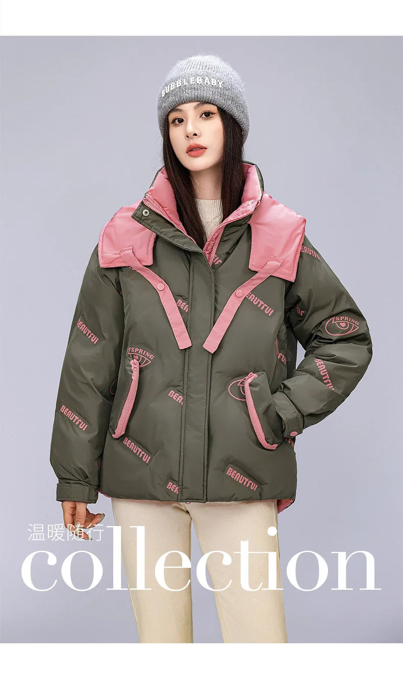 Women Pink Gothic Hoodies Parka 90s Vintage Jacket Overcoat Warm Thicken Coat Harajuku Padded Jacket Clothes Winter Autumn 2024