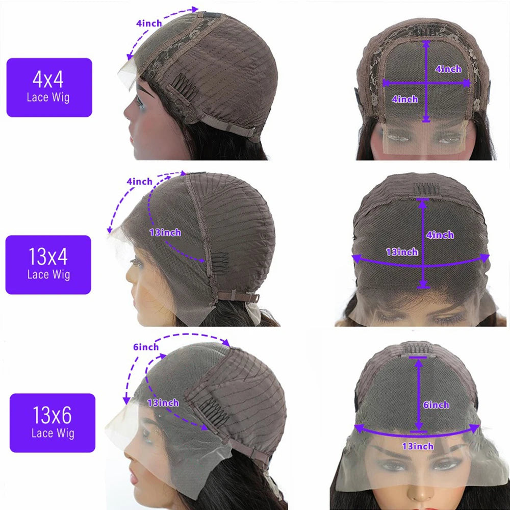 13x4 13X6 Body Wave Transparent Lace Front Wig Bling Hair HD Frontal Wig 180% Density Human Hair 4x4 Lace Closure Wigs For Women