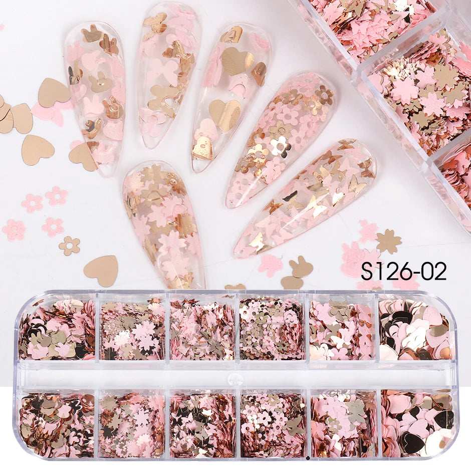 12 Grids Opal Dream Crystal Sequins Nail Flake Galaxy Iridescent Aurora 3D Paillette for Winter Autumn Manicure Decoration SWYFH Viralgem Store