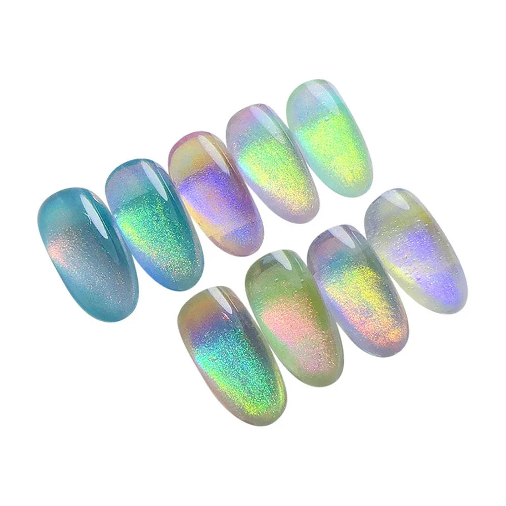 1jar Chrome Chameleon Aurora Nail Powder Metallic Effect Nail Glitter Pigment Mirror Nail Rubbing Dust Gel Nail Polish Supplies