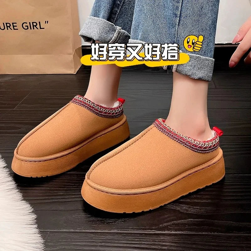 2024 New Women's Wool Slippers Warm Platform Wool Slipperswomen Slippers   Women  Sheepskin Slippers Women Shoes