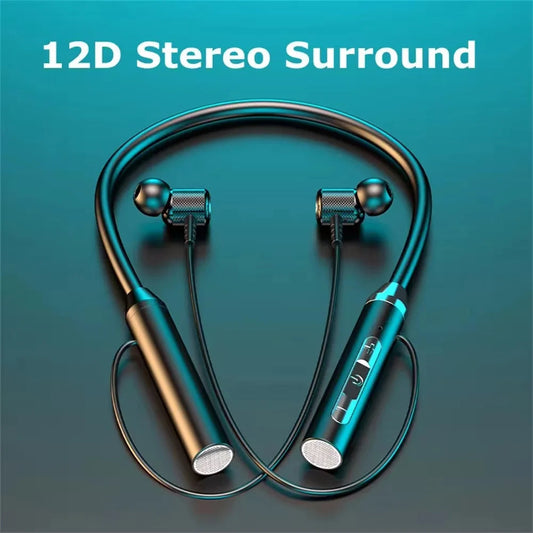Wireless Bluetooth Earphones Neckband Headphones Gaming Stereo Sports Headset Halter Waterproof Magnetic Earbud with LED Display Viralgem Store