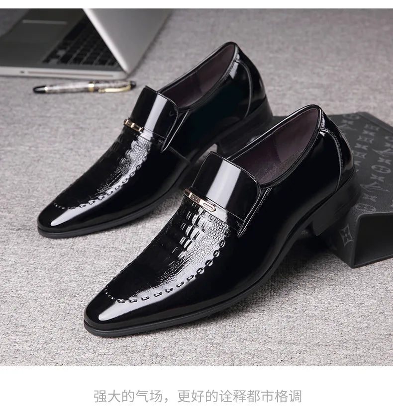 38-50 Mens PU Leather Shoes Luxury Crocodile Pattern Men Business Dress  Casual Social Shoe Male Wedding Footwear Zapatos Hombre