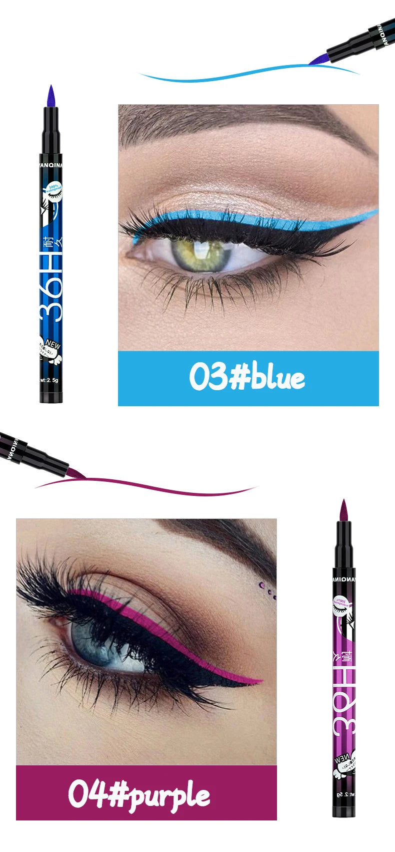 36H Black Quick-drying Eyeliner Waterproof Liquid Eye Liner Pen Long Lasting Smooth Pencil Not Blooming Eyes Makeup Cosmetics Viralgem Store