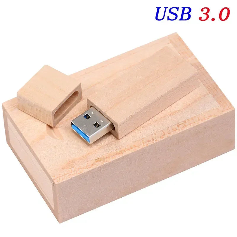 Wooden USB 3.0 Flash Drive 128GB High Speed Pen Drive 64GB Free Custom Logo Memory Stick Photography Wedding Gifts Pendrive 32GB