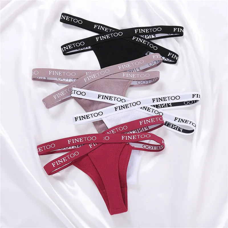 3PCS/Set Cross Strap G-String Cotton Panties Women Sexy High Waist Women's Panties FINETOO Letter Waisted Panty Lingerie M-XL