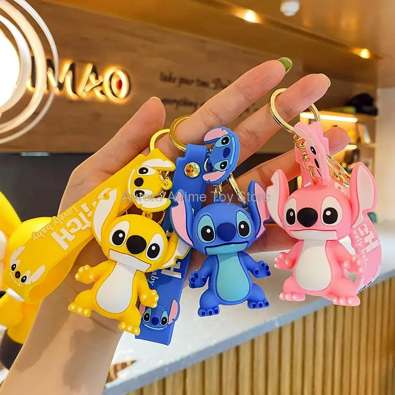 Wholesale Cartoon Anime Disney Keychain Mickey Mouse Minnie Lilo & Stitch New Keyring Key Chain Car Pendant Kids Toys Gifts