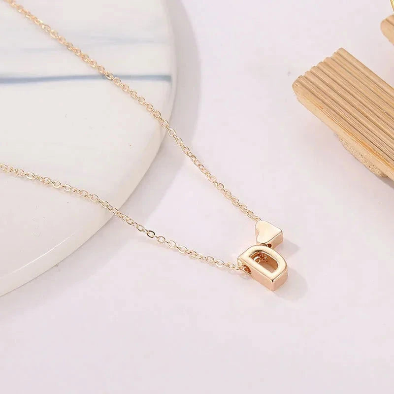 SUMENG Fashion Tiny Heart Dainty Initial Necklace Gold Silver Color Letter Name Choker  For Women Pendant Jewelry Gift Viralgem Store