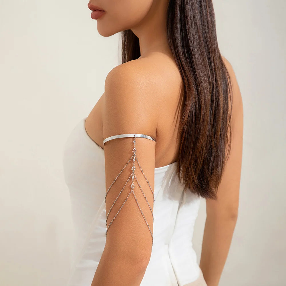 Trendy Arm Jewelry Fashion Sexy Multi-layered Rhinestone Chain Tassel Upper Arm Bracelet Armlet Armband Women Accessories Viralgem Store