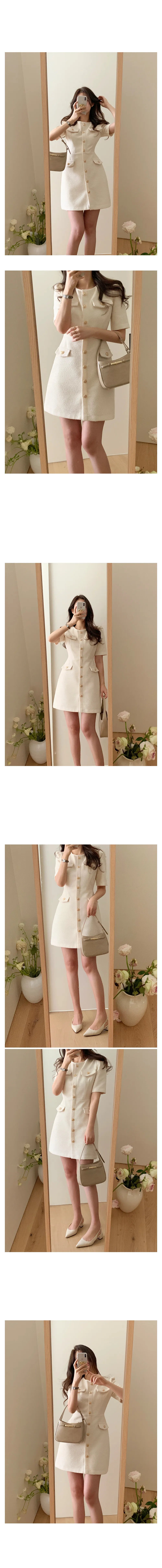 Temperament  Small Fragrance O-neck Vestidos 2024 Summer Korean Chic High Sense Tweed Puff Sleeve Dress Short Dresses Woman