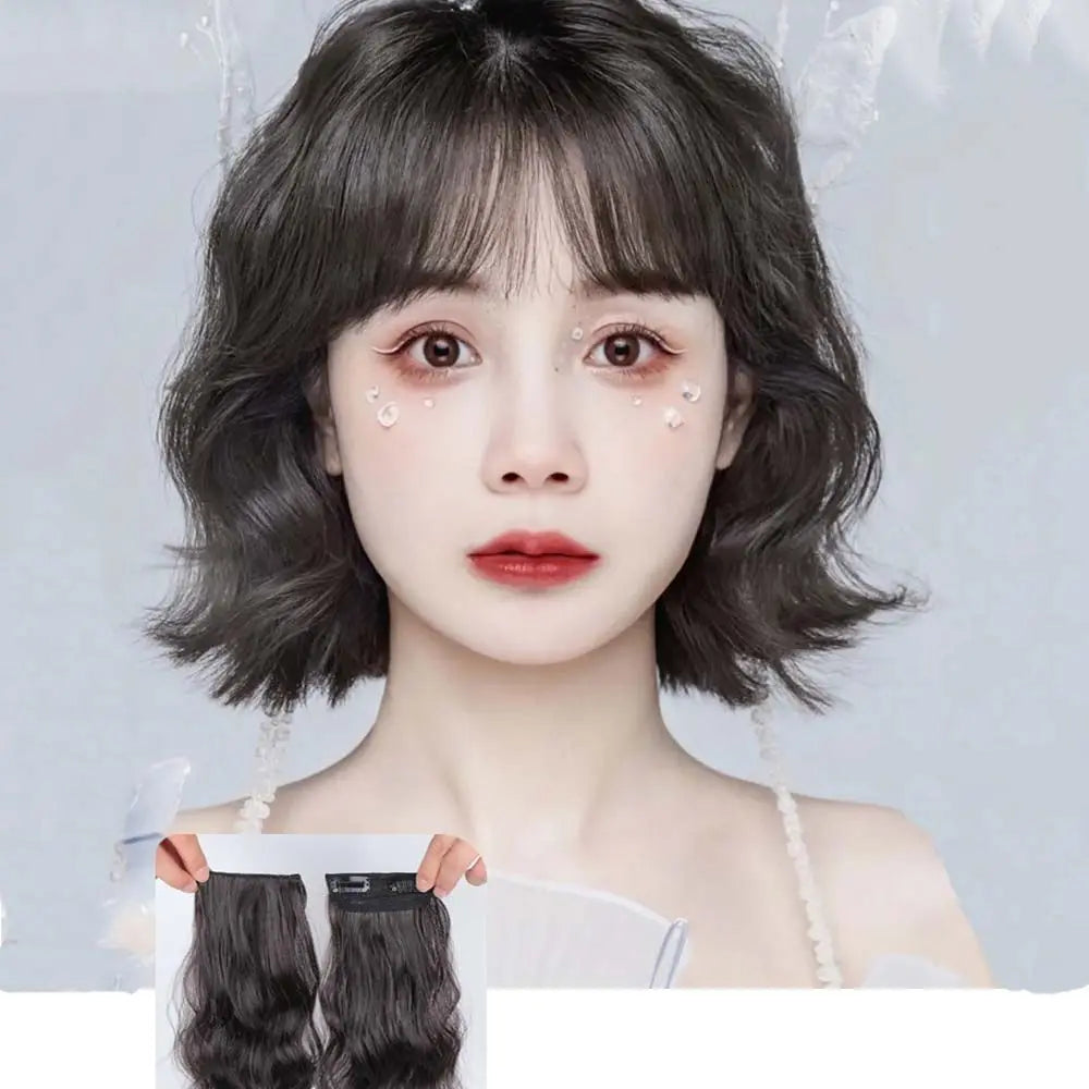 1PC Synthetic Curly Pad Hair Piece Top Two Side Invisible Thickened Hair Root Pad Fluffy Wavy High Natural Hair Extension