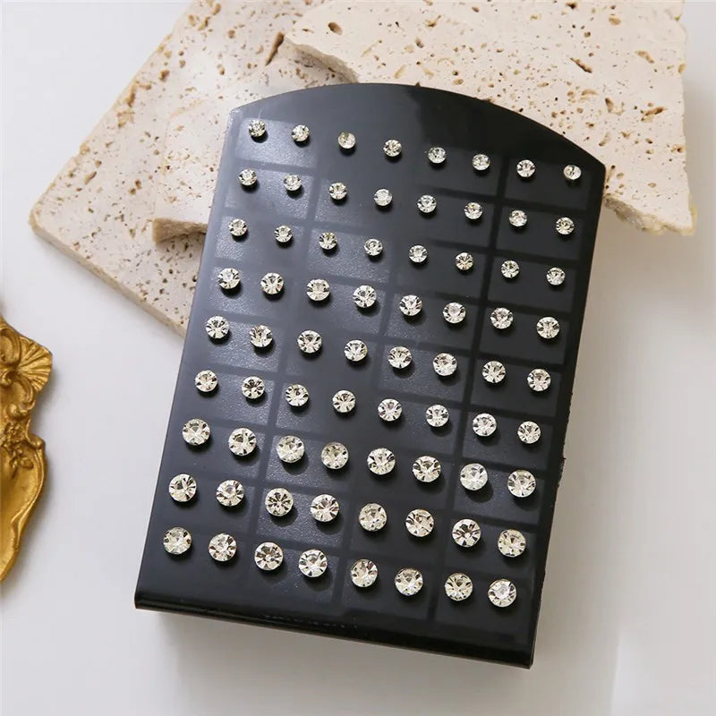 36pairs Mixed Sizes Rhinestone Stud Earrings For Women Girls Crystal Earrings Set Wedding Party Jewelry Gift Viralgem Store