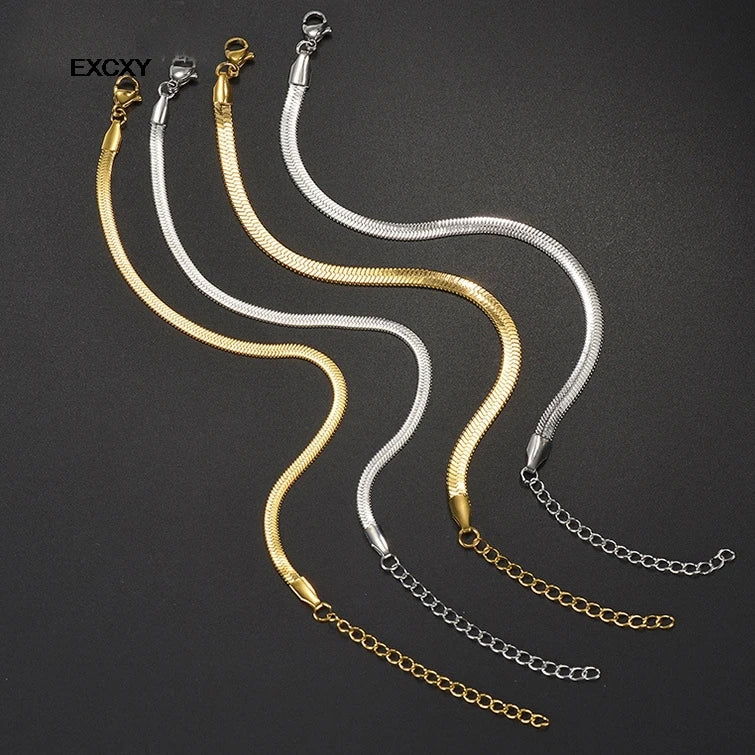 9 mm Wide Stainless Steel Bracelets Simple Trendy Style Daily Wear Silver-Color Charm Bracelet For Women On Party Unisex Style