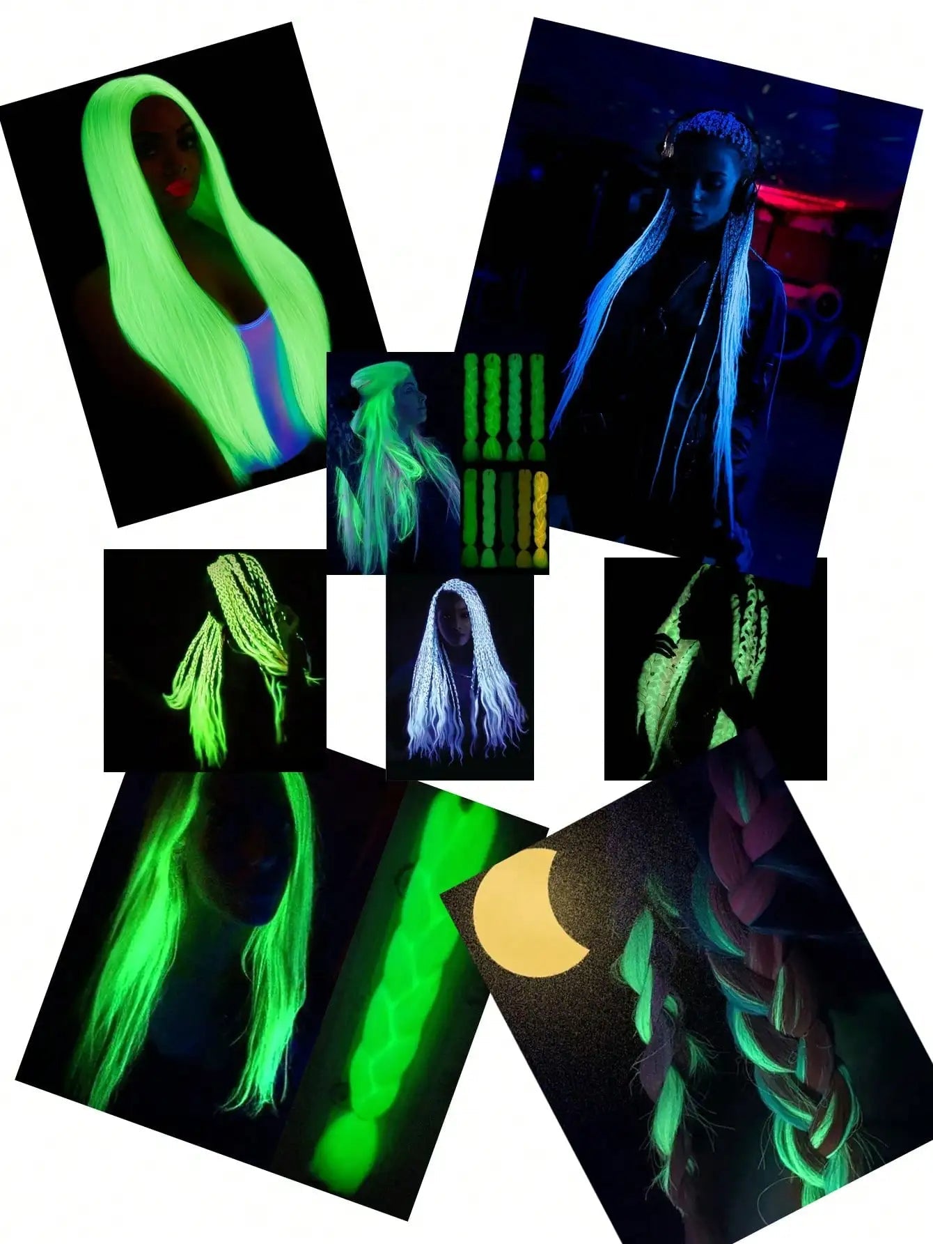 1pcs Synthetic Luminous Jumbo Braids Hair Neon Glowing Fluorescent Braiding Hair Extensions for Women and Girl  Music Festival Viralgem Store