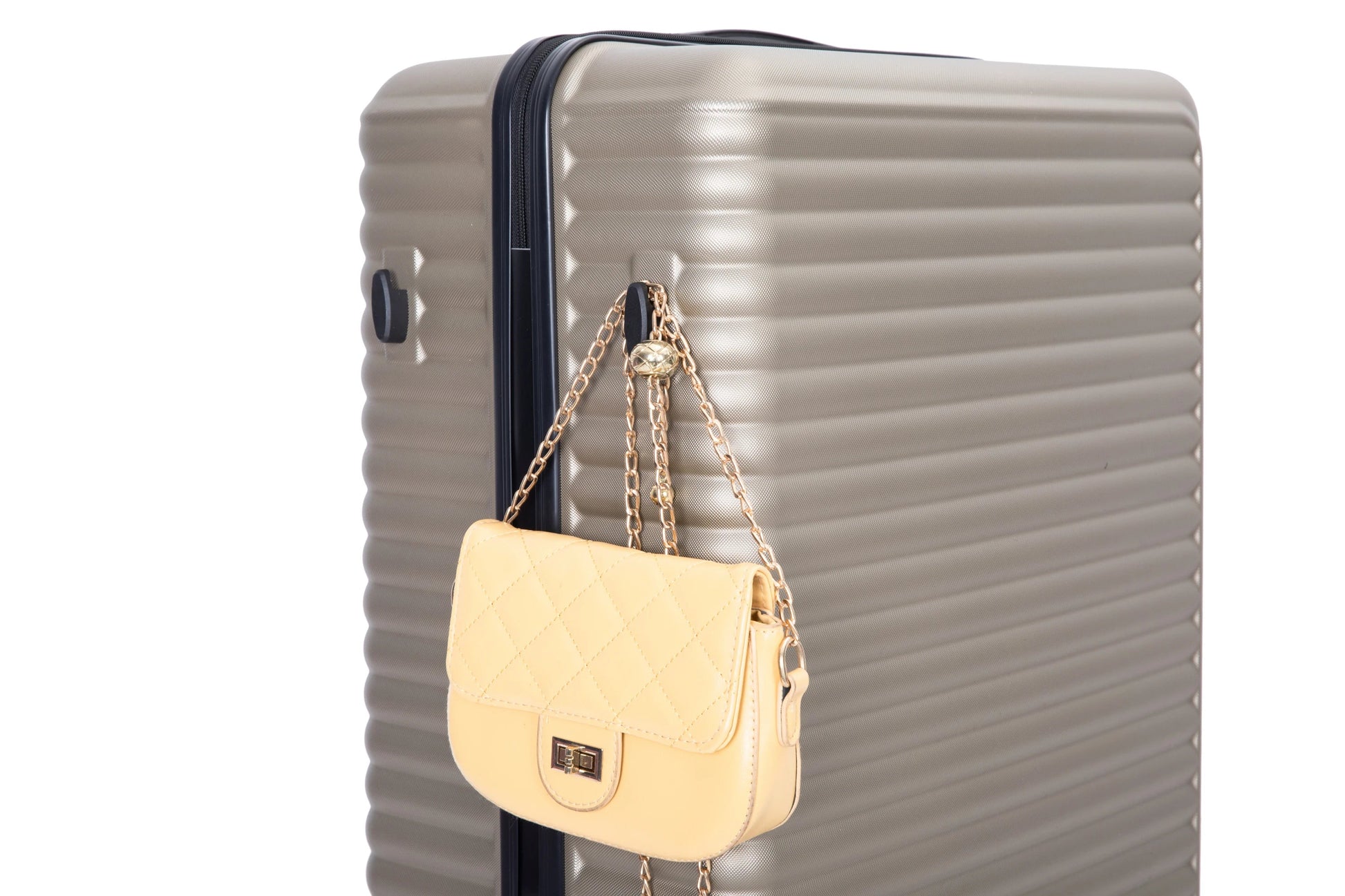 3 Piece Luggage Sets ABS Lightweight Suitcase with Two Hooks, Spinner Wheels, TSA Lock, (20/24/28) GOLD Large capacity suitcase Viralgem Store