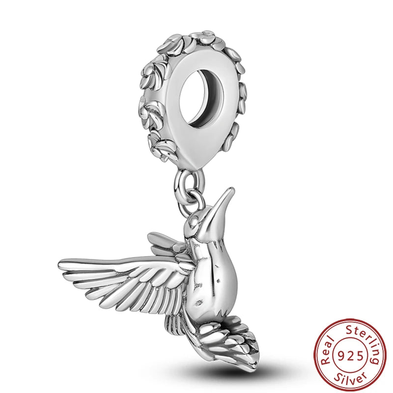 100% 925 Silver Parrot Hummingbird Owl Birds Fashion Design Charms Beads 3mm DIY Fine Jewelry Gifts Making Viralgem Store
