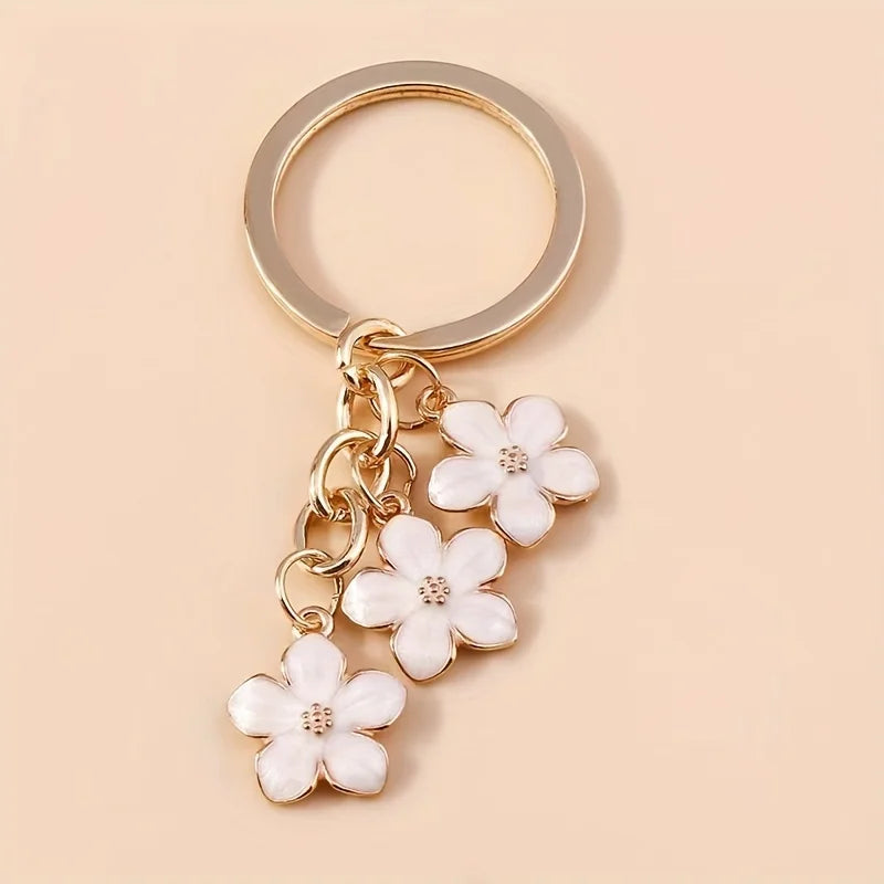 1pc Flower Charm Keychain Customizable Key Ring Bag Accessory Car Pendant Phone Ornament