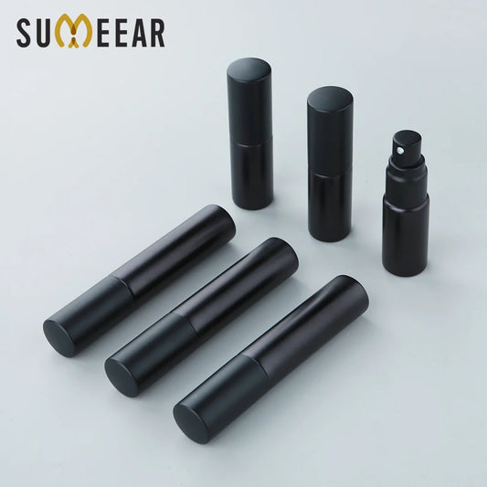 50/100Pcs 5ml 10ml Matte black spray bottle Atomizer Empty Perfume Sample Bottles Custom LOGO Pay Extra