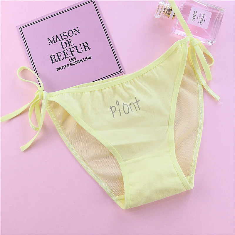 SP&CITY Young Girls Student Cute Underwear Women Japan Lace Up Cotton Panties Funny Hollow Out Seamless Briefs Female Lingerie