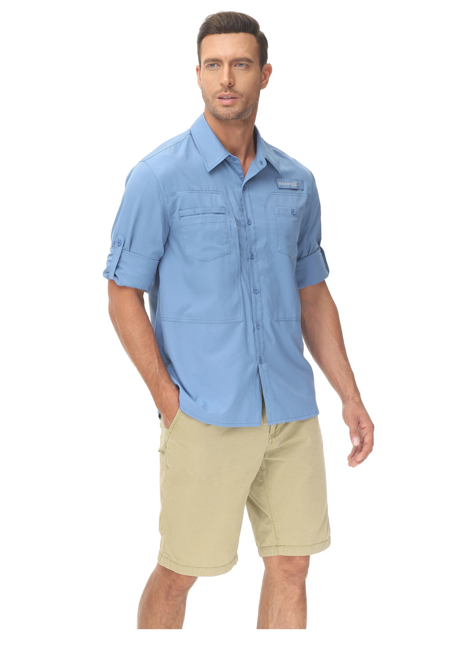 Summer Men's UPF 50+ Casual Long Sleeve Fishing Shirts, Lightweight Tactical Button Down Shirt with Breathable Back Mesh Viralgem Store