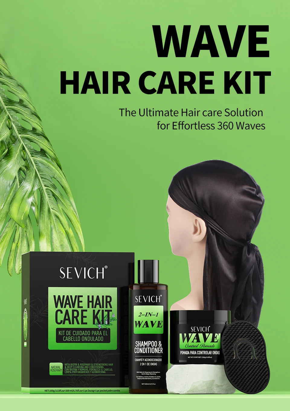 Wave Control Pomade Kit 360 Deep Wave Hair Gel Prevent hair breakage shampoo Sport Wavy Curly Hair Control Gel With Cap Kit Viralgem Store