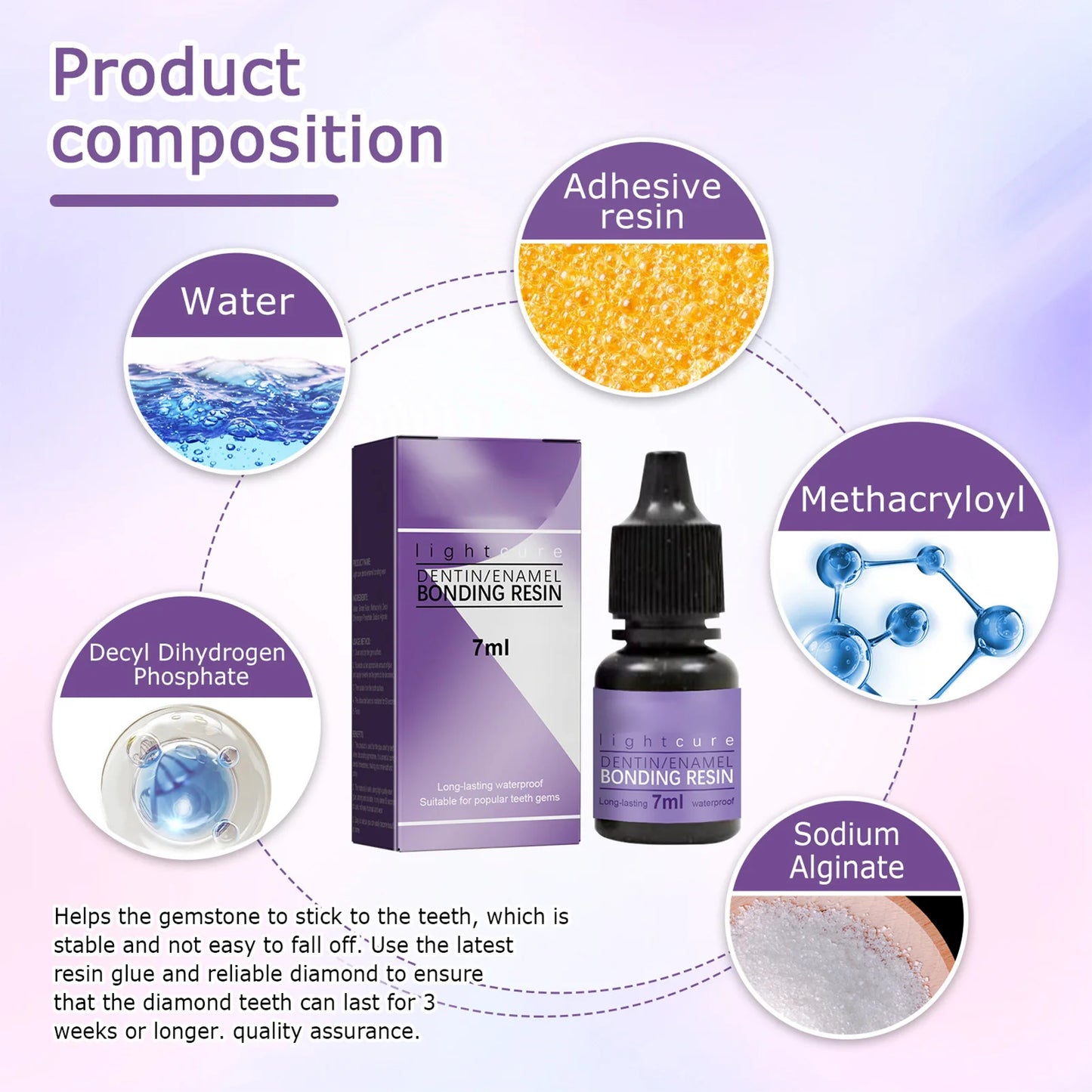 Tooth Gem Decoration Glue Encrusted Crystal Rhinestone Orthodontic Teeth Glue for Family Friends Colleagues Gift