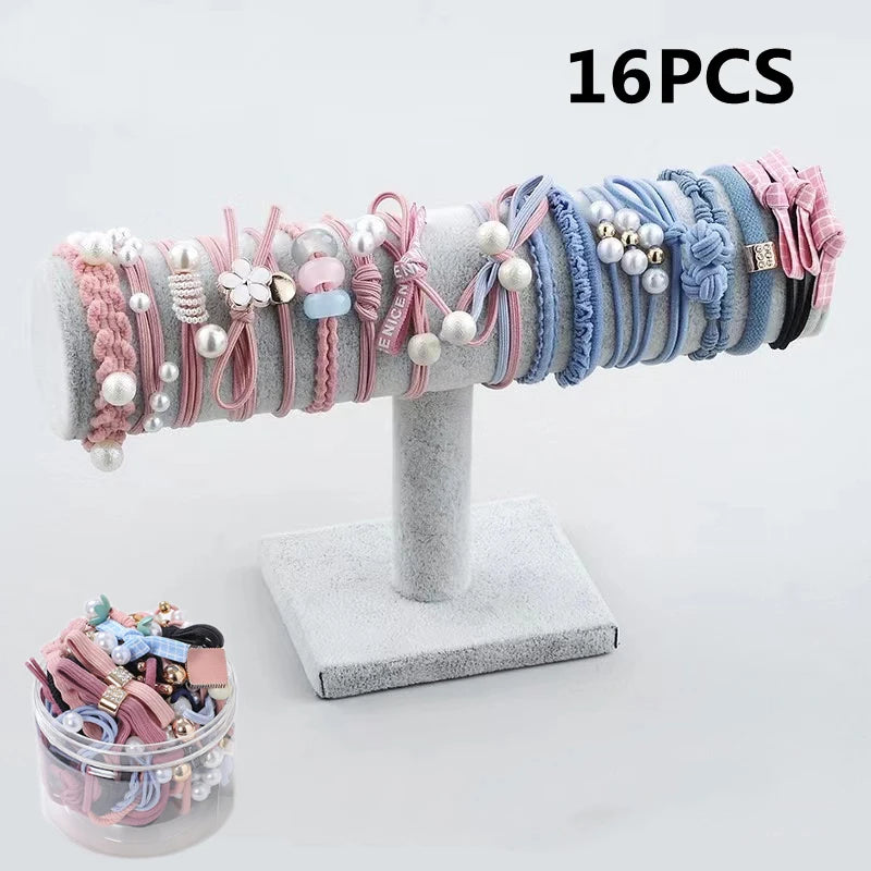 50/12PCS  Women Elastic Hair Ties Pearls Fashion Girls Scrunchies Ponytail Holder Rubber band Hair Rope Hair Accessories Viralgem Store