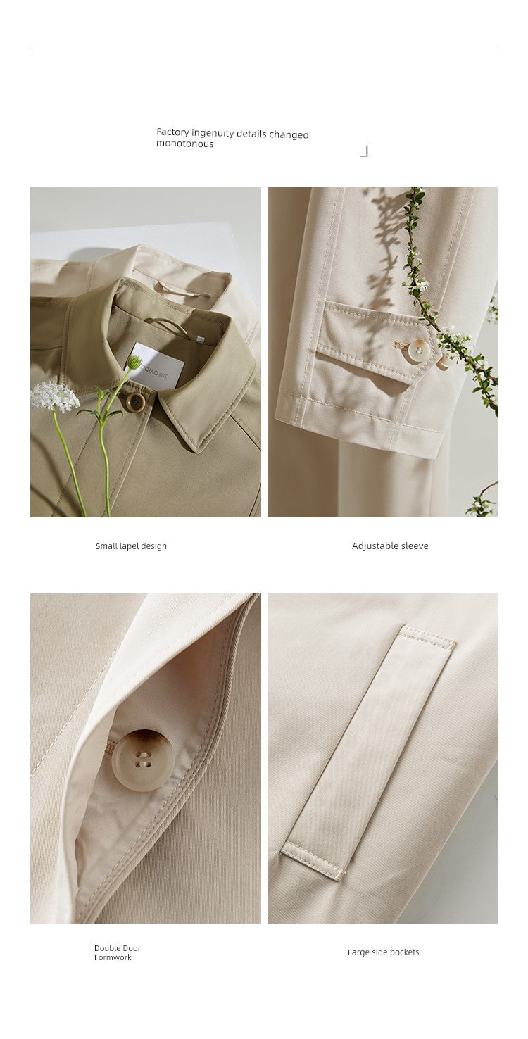 Ziqiao K-style Lapel Mid-Length Raglan Sleeve Trench Coat Viralgem Store