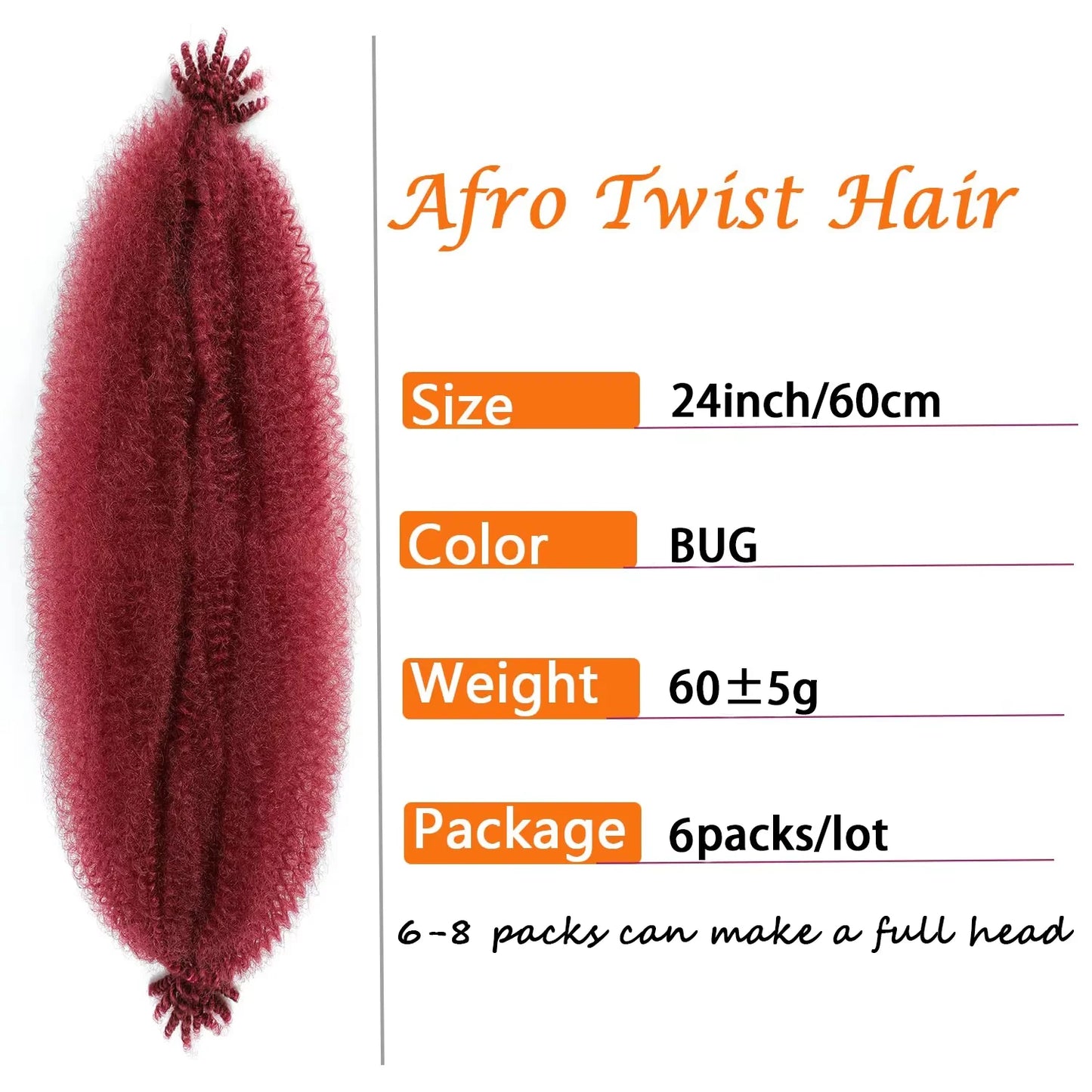 Springy Afro Twist Hair 24 Inch Synthetic Hair Extension,  Pre-Separated Marley twist Braiding Hair for Faux Locs Crochet Hair