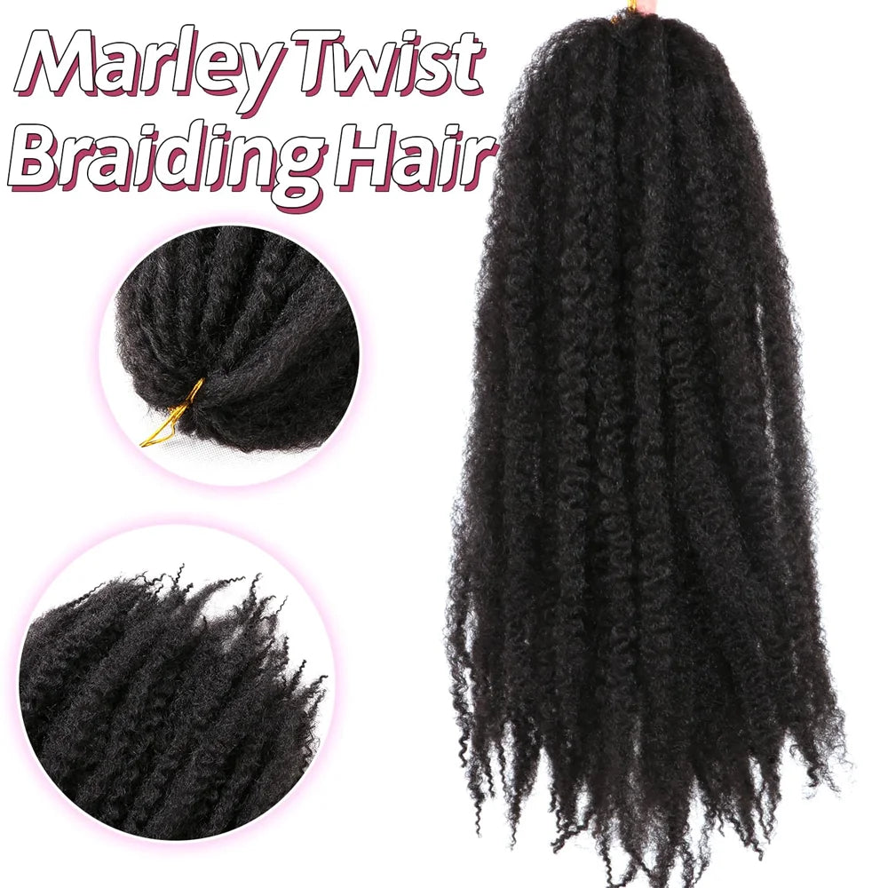 18 Inch Synthetic Marley  Twist Braiding Hair Afro Kinky Curly Crochet Hair for Faux Locs Long Springy Twist Hair Extensions