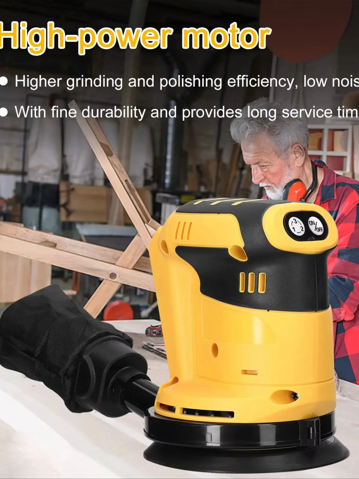 125mm Brush/Brushless Motor Cordless Orbital Sander Grinder Wood Metal Waxing Polishing Grinding Machine for Dewalt 20V Battery