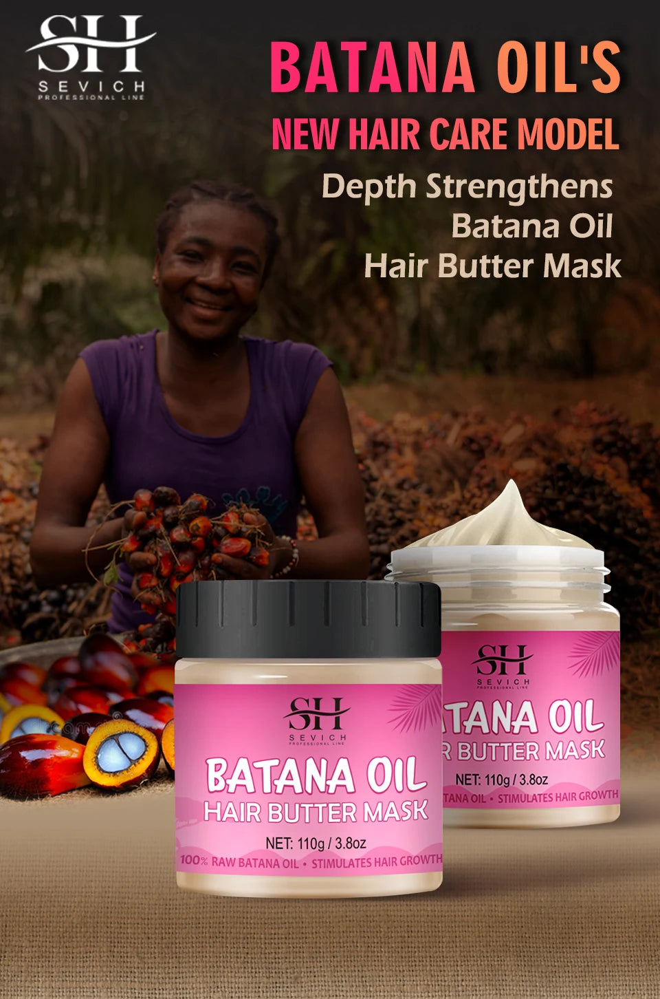 Africa Batana Mask oil Hair Butter Traction Alopecia Anti-break Hair Growth Care Products Moisturize Repair Dry Batana Hair mask