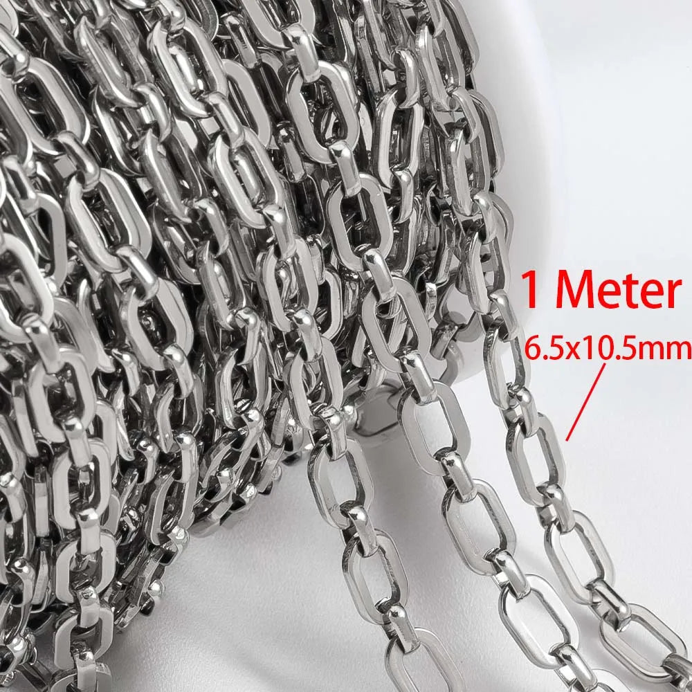 1M Stainless Steel Big Oval Cross Small Circle Link Chains Heavy Chunky Punk Chain DIY Jewelry Making Supplies Necklace Bracelet Viralgem Store