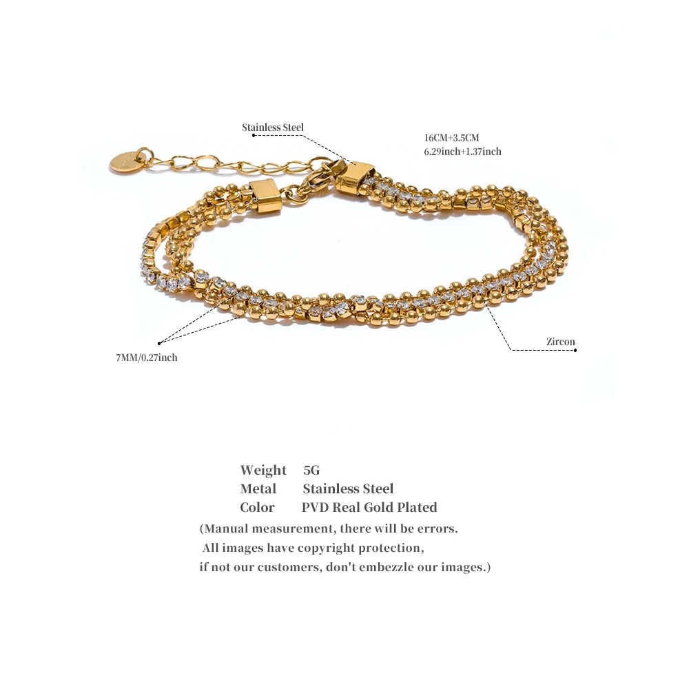 Yhpup Trendy Stainless Steel Cubic Zirconia Chain Layered Bracelet Bangle for Women High Quality Fashion Jewelry Bijoux Gift Viralgem Store